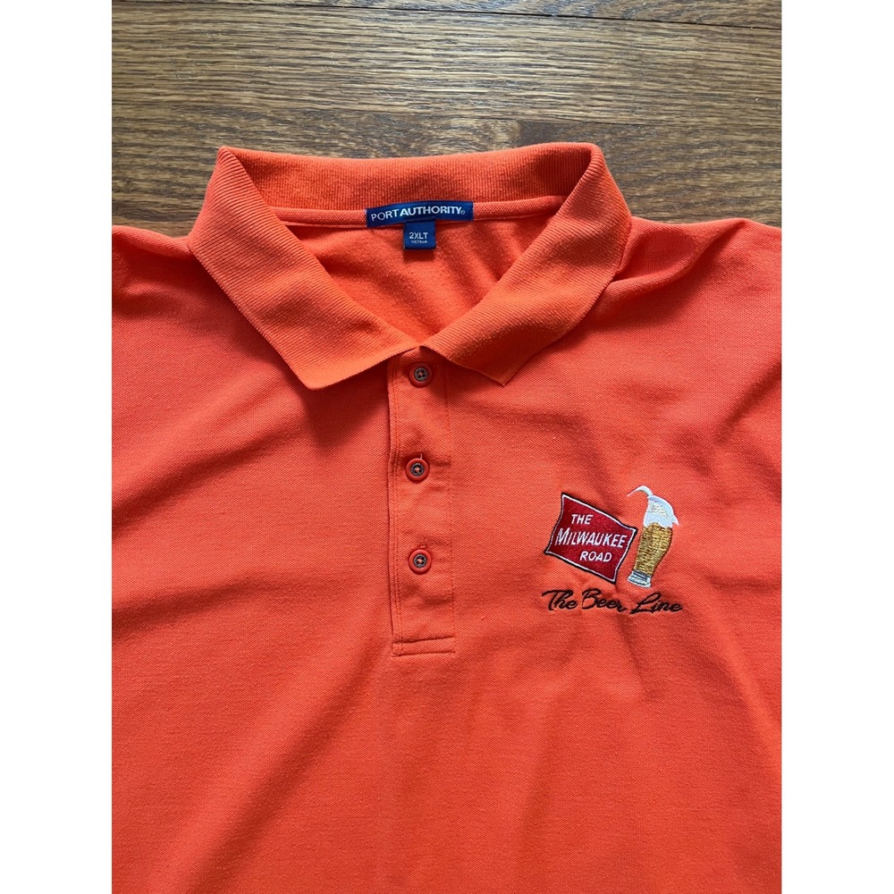 Port Authority Milwaukee Road Beer Line Polo Shirt Orange Mens 2XLT Railroad